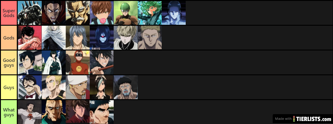 Alston's Tier list One punch man