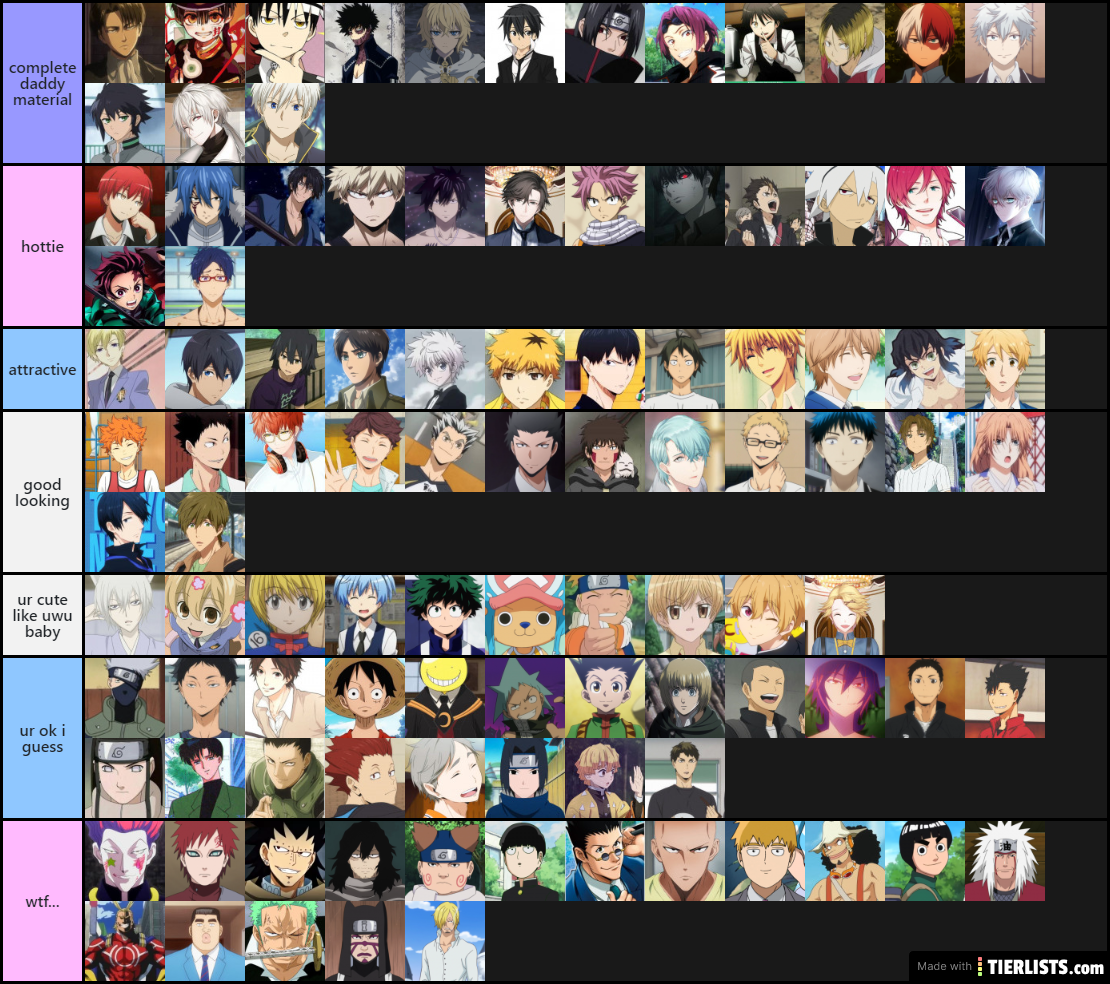 anime boys tier ranking<3