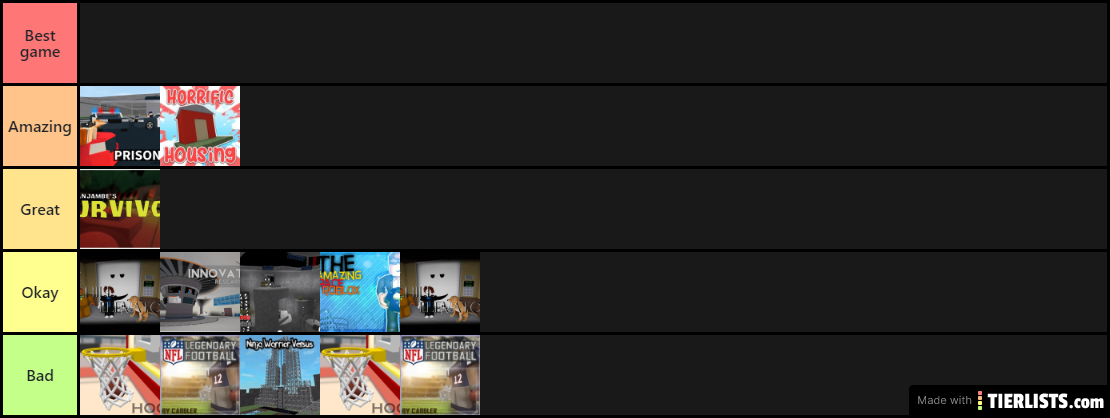 Best Roblox Games Tier List