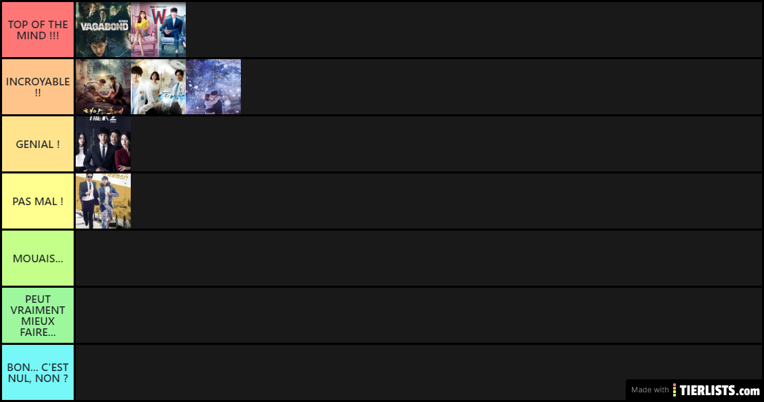 Classement des meilleurs K-DRAMAS