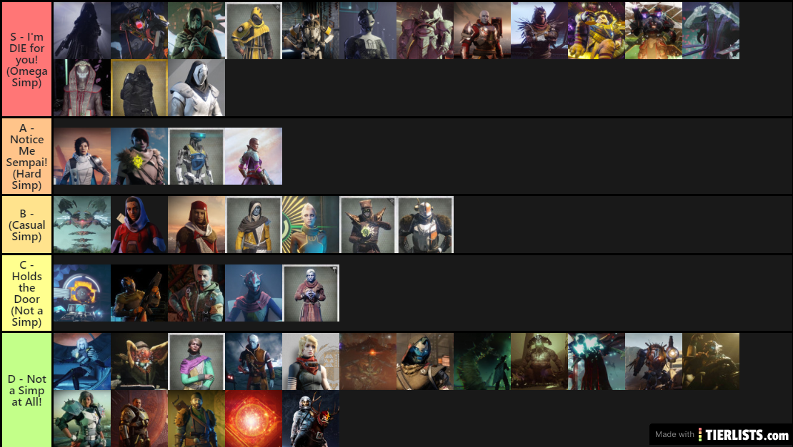 Destiny 2 simp list