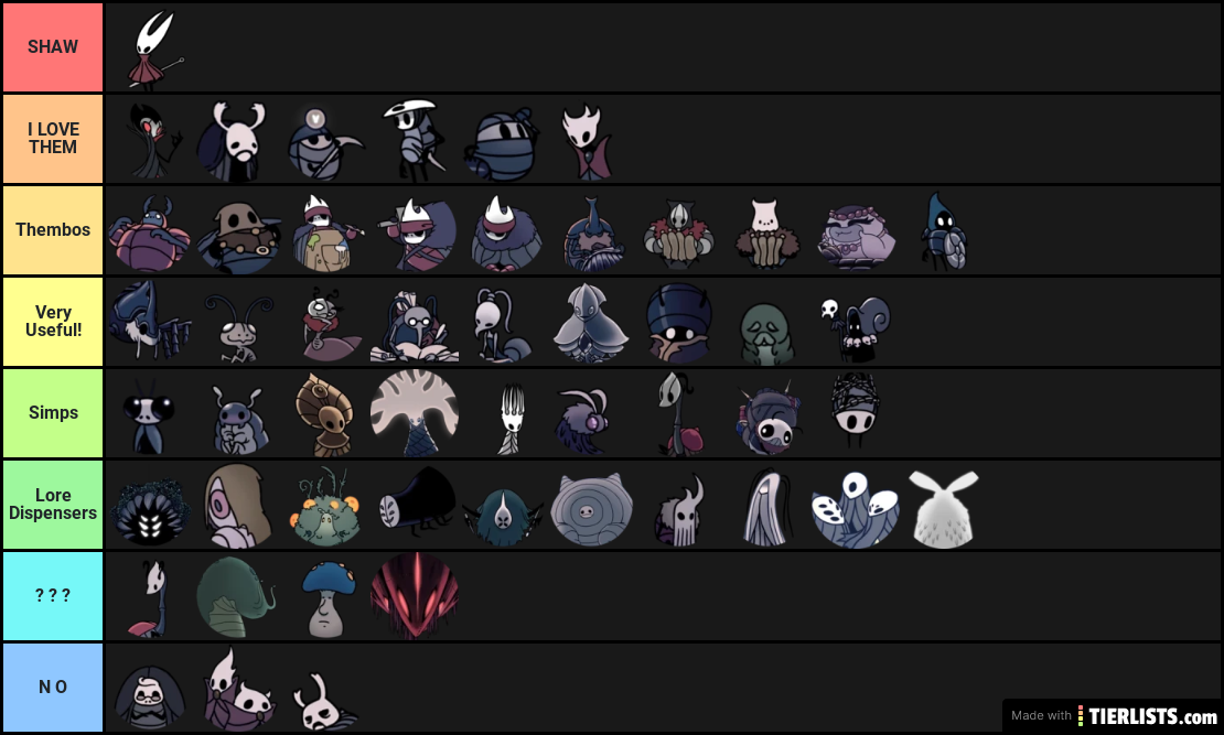 Hollow Knight NPC Tier List