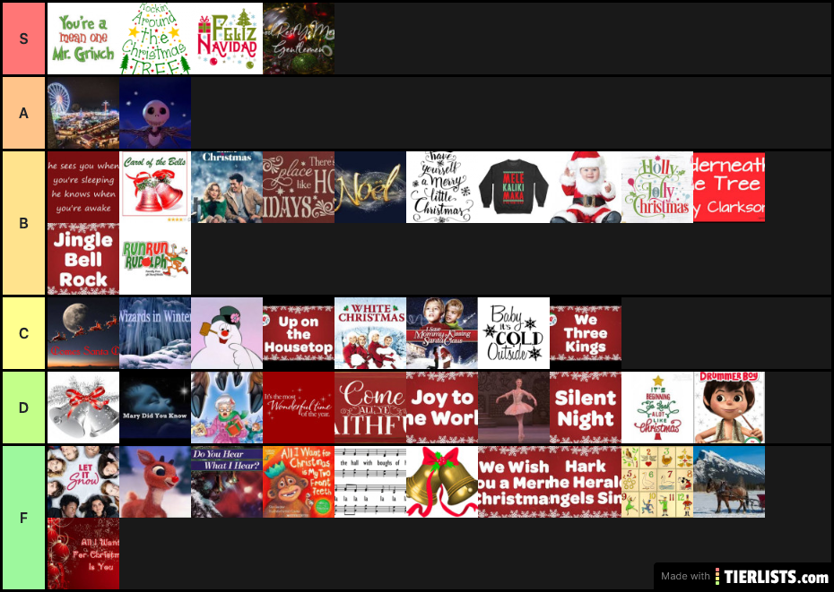 Jack's Christmas Song Tierlist