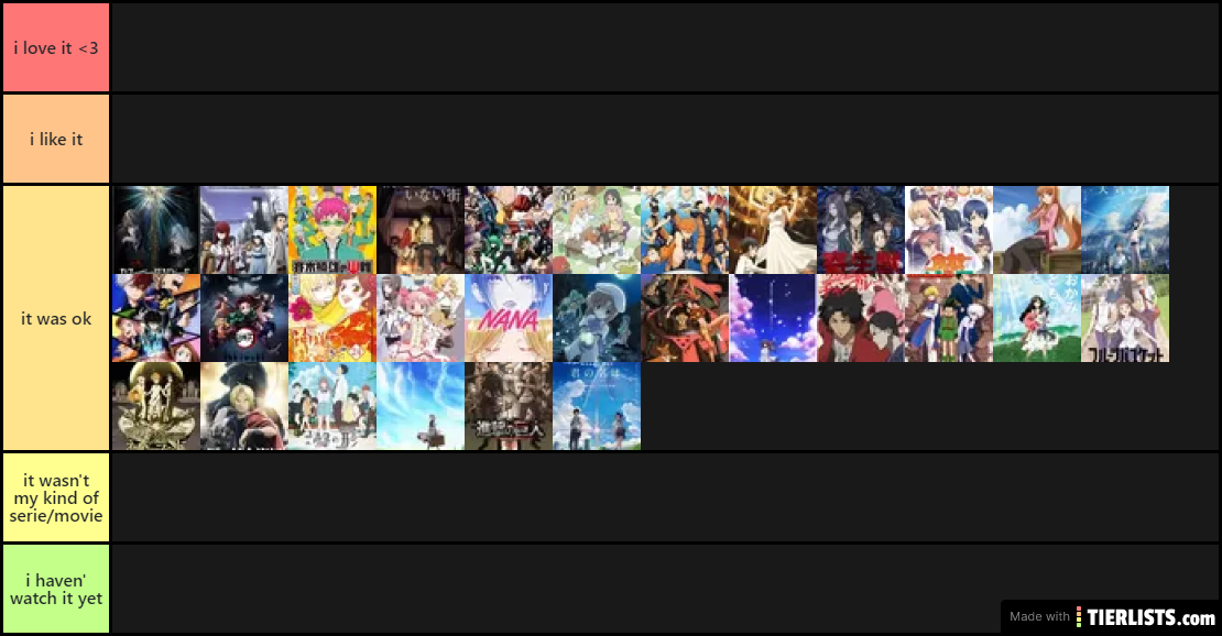 just do your own i don't show my own list of them