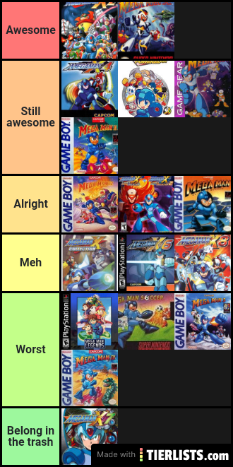 More Mega man classic tier List plus mega man x tier List