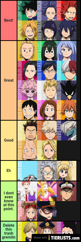 My BNHA Ratings!