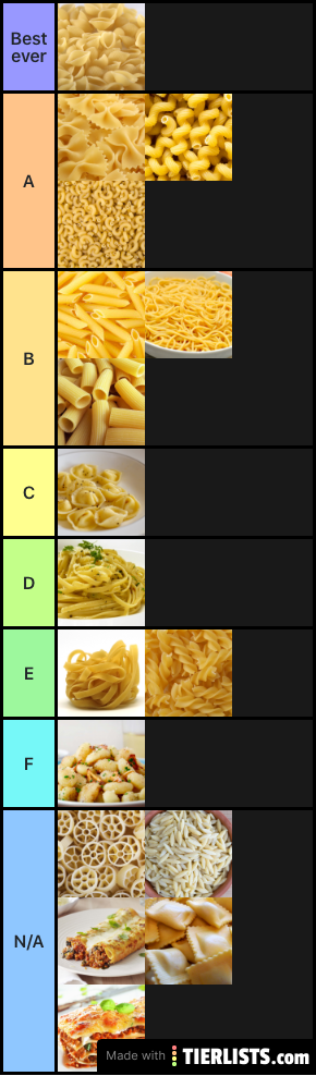 Pasta shapes