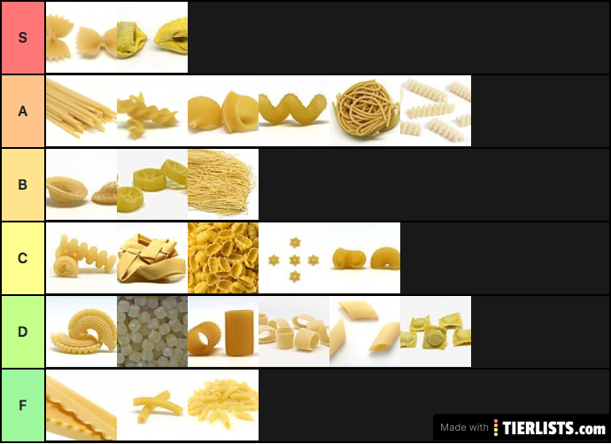 Pasta shapes