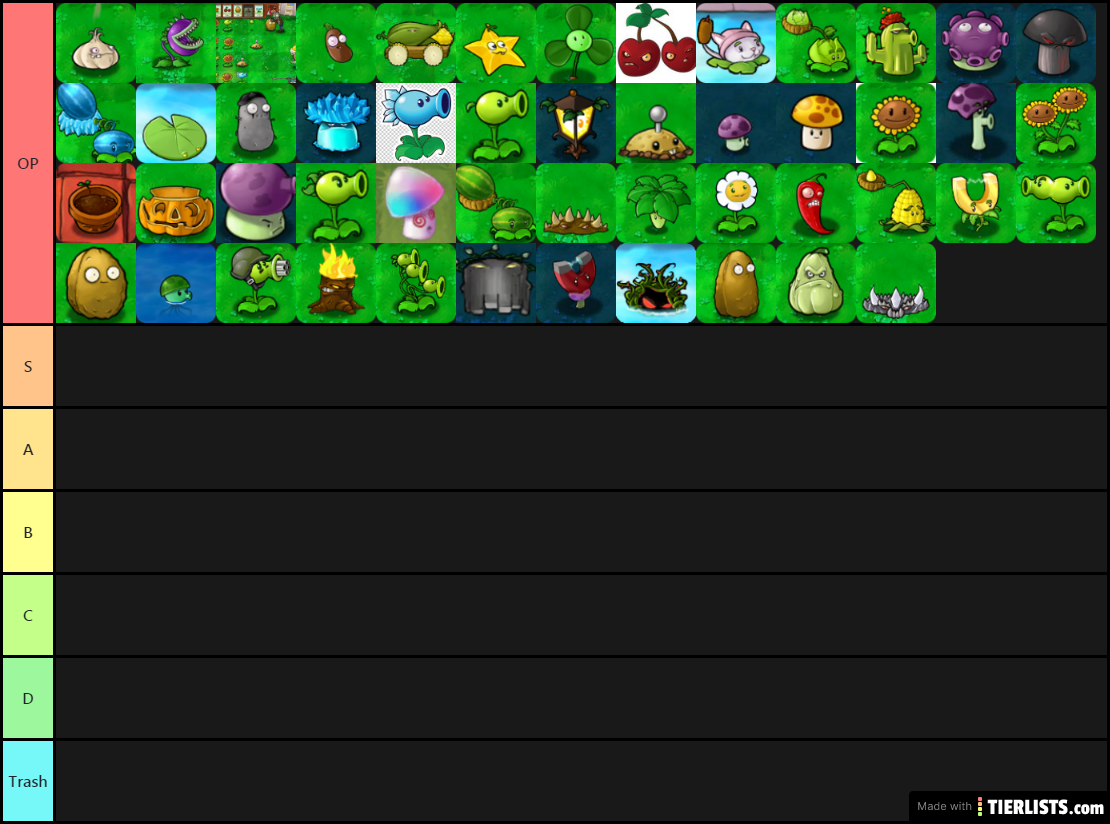 Plants Vs Zombies - Plants Tier List