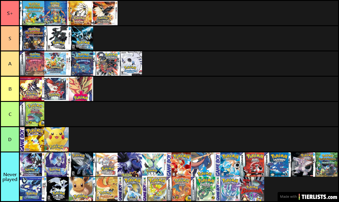 POKEMON GAMES TIER LIST