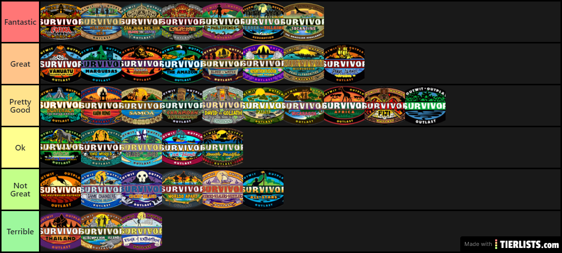 Survivor season rankings