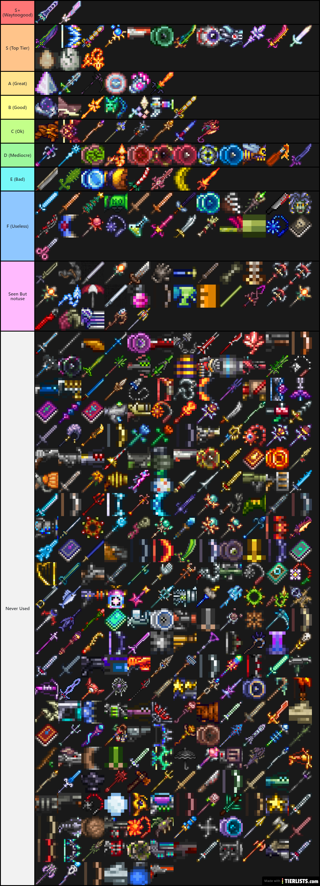 Terraria Weapons Rank!!!