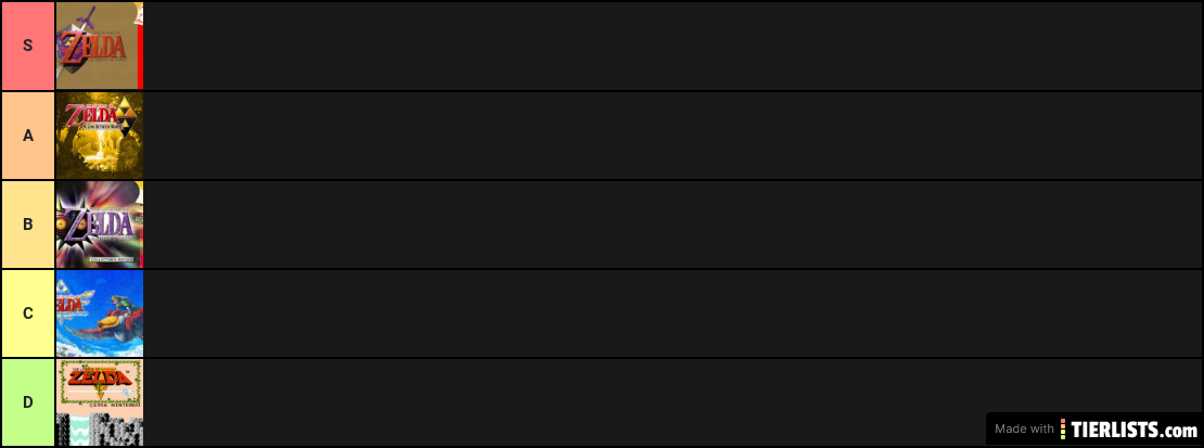 The Legend of Zelda Games Tier List (just OoT, A Link Between Worlds, Majora's Mask, Skyward Sword, and the original Legend of Zelda on the N.E.S.