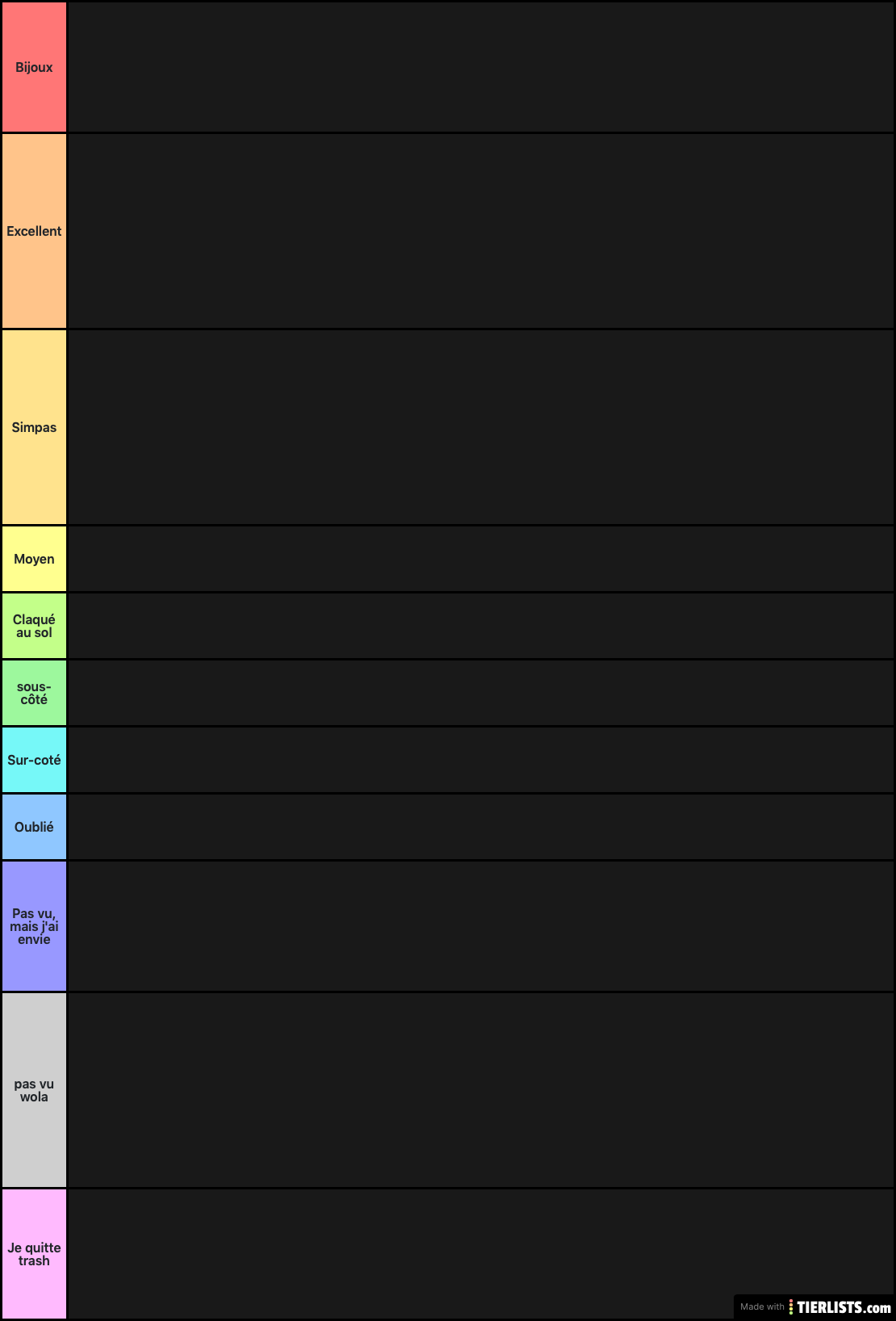 tier list dessin anime