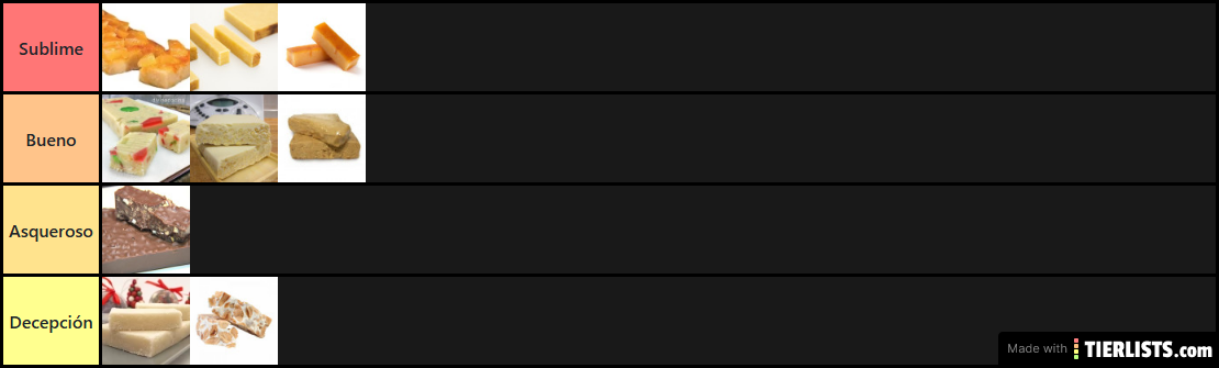 Tierlist Turrones Españoles