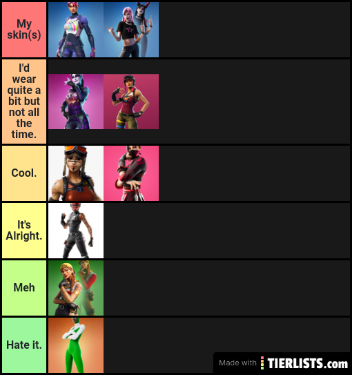 Try hard Fortnite Skin Tier List