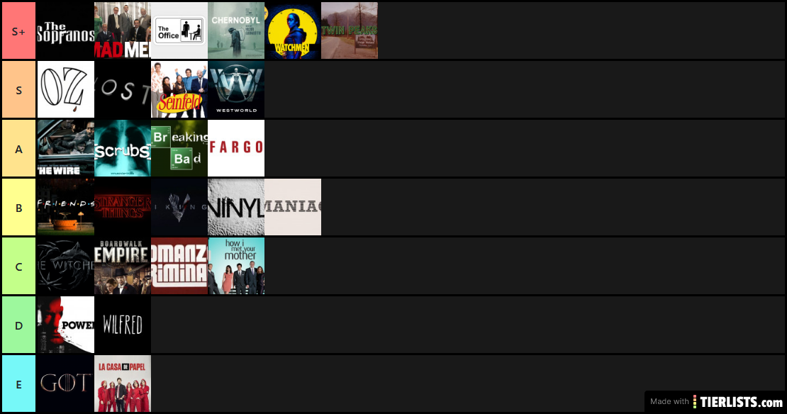 Ultimate TV Shows Tier List