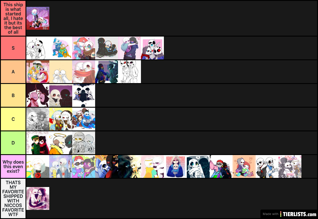 Undertale ships tier list (I have nothing else to do :v)